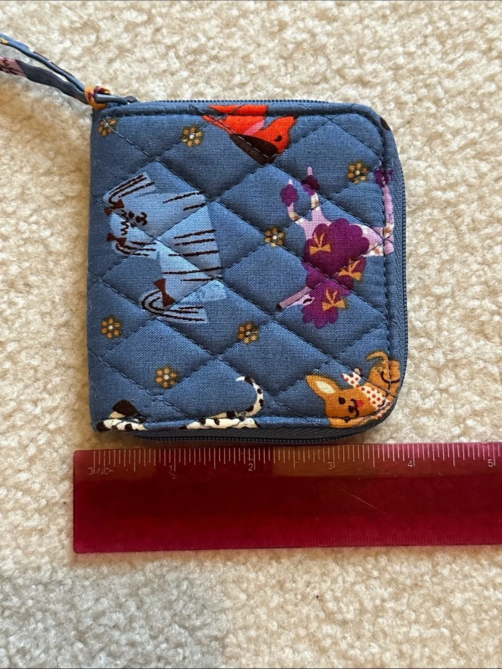 Vera Bradley Quilted Dog Zip Wallet - Blue